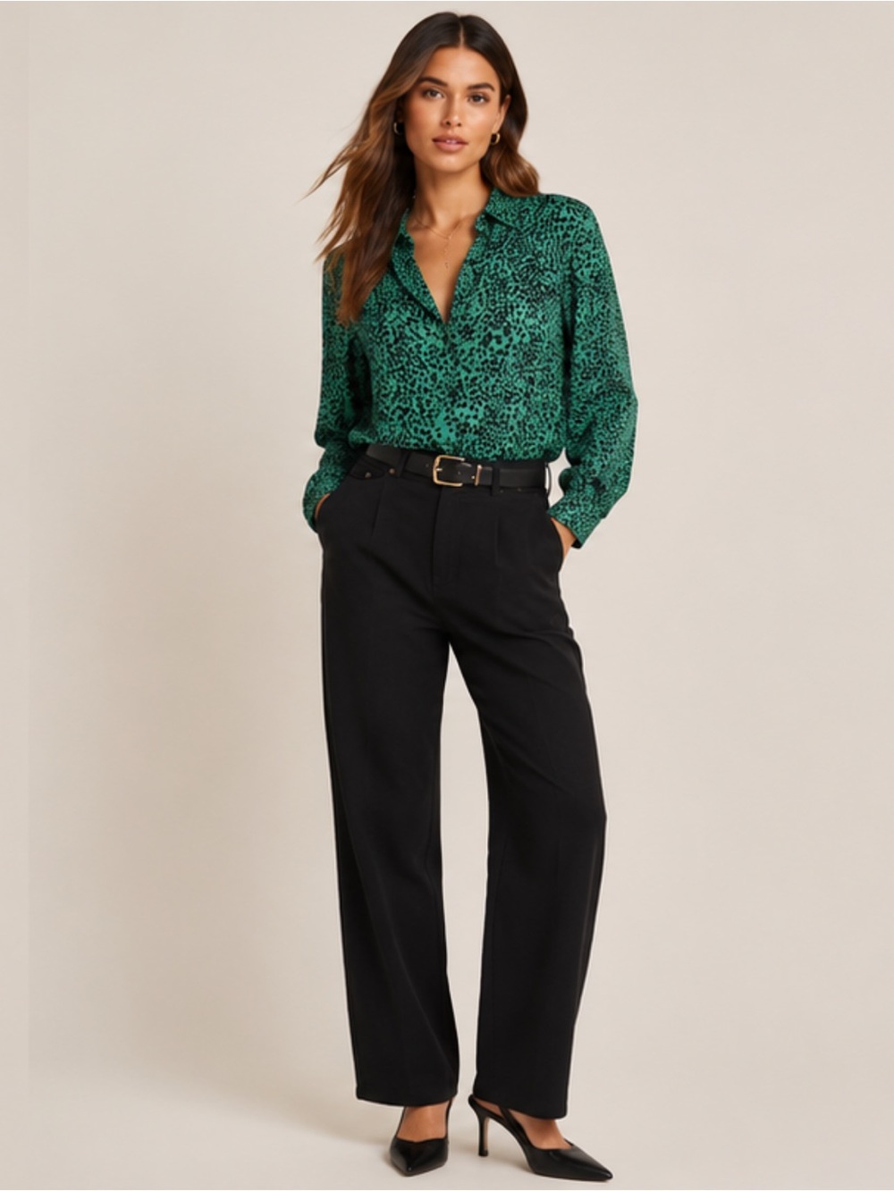 EQUIPMENT Perce Animal Print Pintuck Button-Down Poet Blouse Women’s Size S